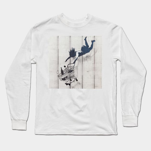 Banksy Shop Until You Drop Long Sleeve T-Shirt by SharpWallArts